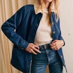 Sezane WILL JACKET Indigo with wool collar
